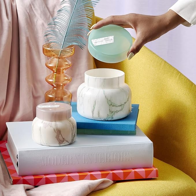 Capri Blue Modern Marble Jar Candles - Luxury Candles for Home Scented - Long Lasting Soy Wax Blend (Aloha Orchid, 8 oz)