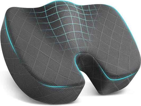 TushGuard Seat Cushion - Memory Foam Cushion for Office Chair, Car Seat, Airplane, Bleacher - Sciatica & Hip & Coccyx Pain Relief Desk Chair Cushion for Long Sitting Office Workers, Car Drivers