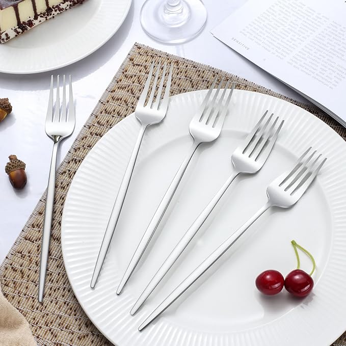 Pleafind 36-Pcs Silver Dinner Forks - 8.4 Inch Stainless Steel, Mirror Polished, Dishwasher Safe - Bulk for Home, Kitchen, Restaurant