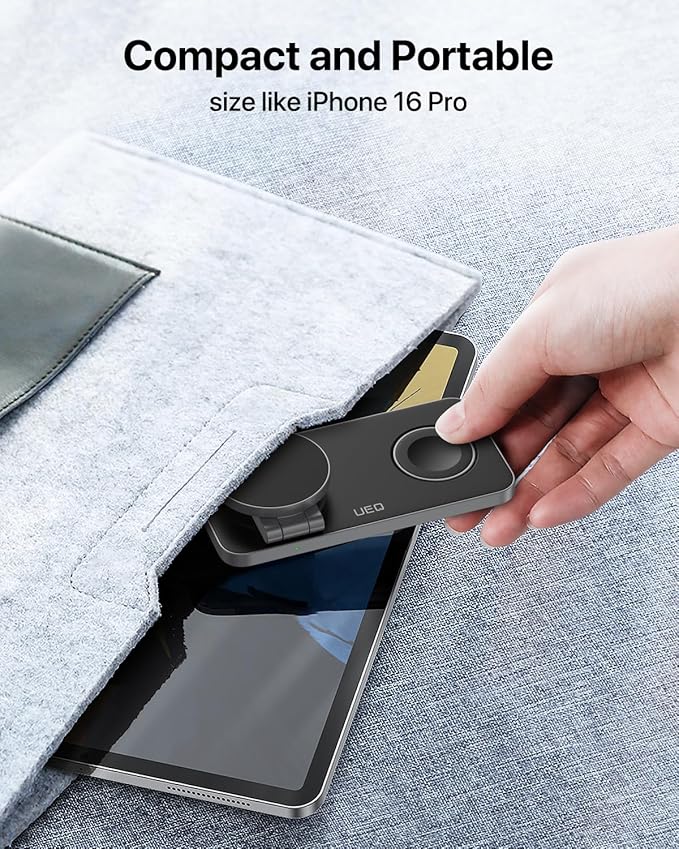 Foldable 3 in 1 Wireless Charging Station for Apple Magsafe Charger Stand,Fast Magnetic Wireless Charger Station for iPhone 17 Air 16 15 14 13 12 Series,Airpods Pro,Apple Watch Ultra (Pure Black)