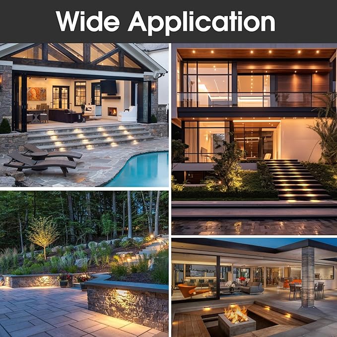 Energetic 7 Inch Retaining Wall Lights, Outdoor LED Step Lights, 4W Low Voltage Landscape Lighting, Waterproof Hardscape Lighting, 12V-24V AC/DC, 3000K Warm White, with Wire Breakers, FCC, 6 Pack