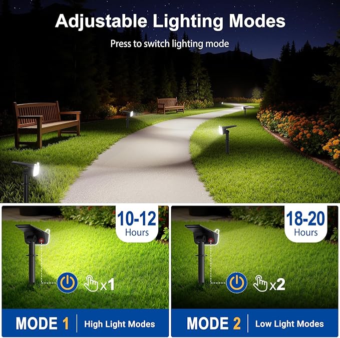 LETMY Solar Spot Lights Outdoor Waterproof with Bigger LED, 6 Pack Auto ON/OFF 135°Adjustable Solar Lights Outdoor, 2-in-1 Wall Lights & 2 Modes Landscape Spotlights for Tree Yard Pathway Garden Decor