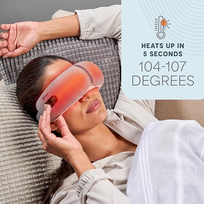 LifePro Portable FSA/HSA Eligible Eye Massager with Heat and Vibration-4 Soothing Modes for Compression Massage to Help Reduce Puffy and Dry Eyes-Rechargeable Heated Migraine Mask with Bluetooth Music