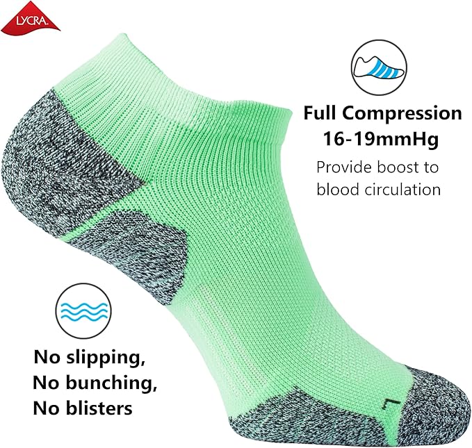 CWVLC Unisex Cushioned Compression Athletic Ankle Socks Multipack