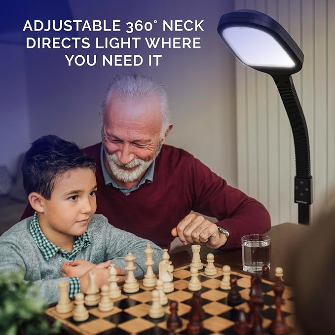 Verilux SmartLight Full Spectrum LED Modern Floor Lamp with Adjustable Brightness, Flexible Gooseneck and Easy Controls - Reduces Eye Strain and Fatigue - Ideal for Reading, Artists, Craft (Black)