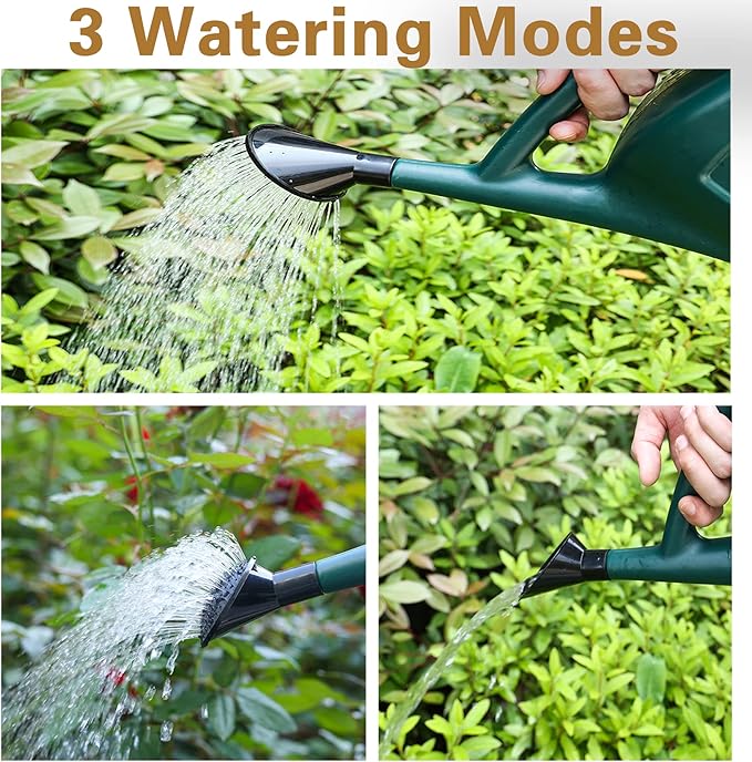 Small Watering Can for Indoor Plants, 0.8 Gallon Plastic Plant Watering Can with Long Spout, Lid and Detachable Sprinkler Head, 3L Lightweight Watering Pot for House Plants and Garden Flower
