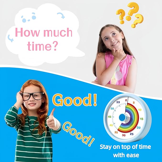 Visual Timer for Kids, 60 Minute Time Timer Kids Timer for Classroom Home Office, Countdown Timer for Cooking Teaching Working Meeting, Pomodoro Timer Kitchen Timer (Blue)