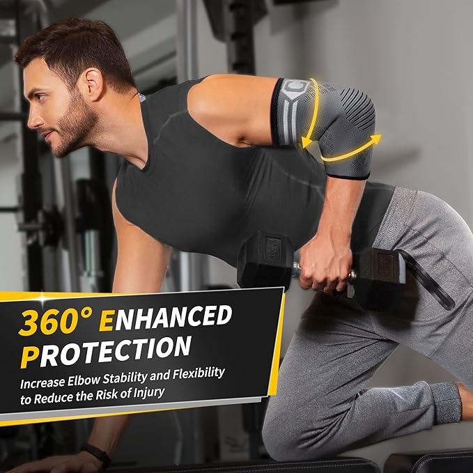 CAMBIVO 2 Pack Elbow Brace for Tendonitis, Tennis Elbow Compression Support Sleeve for Golfers Elbow Pain Relief, Arthritis, Bursitis, Workout, Weightlifting