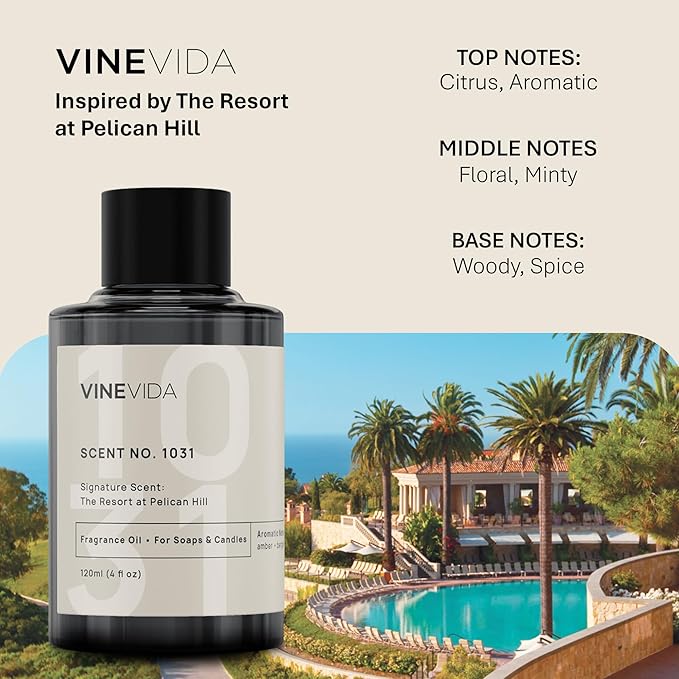 VINEVIDA Scent NO. 1031 Fragrance Oil for Cold Air Diffusers - 120mL (4oz) - Inspired by: The Resort at Pelican Hill Hotel Fragrance Diffuser Oil - Hotel Scents for Home - Diffuser Oil