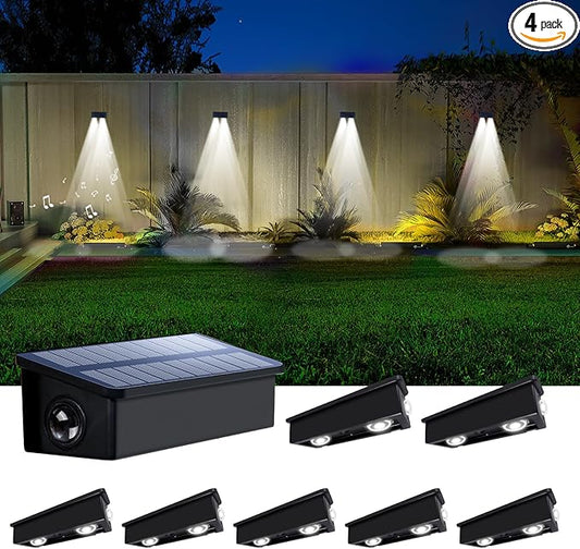 Solar Fence Lights Outdoor Waterproof LED Spot Lens for Step, Wall, Deck, Patio, Yard, Rail, Garage, Pool, Stair, Walkway, Garden Landscaping Enhanced Security Easy Install Cool White 8 Pack