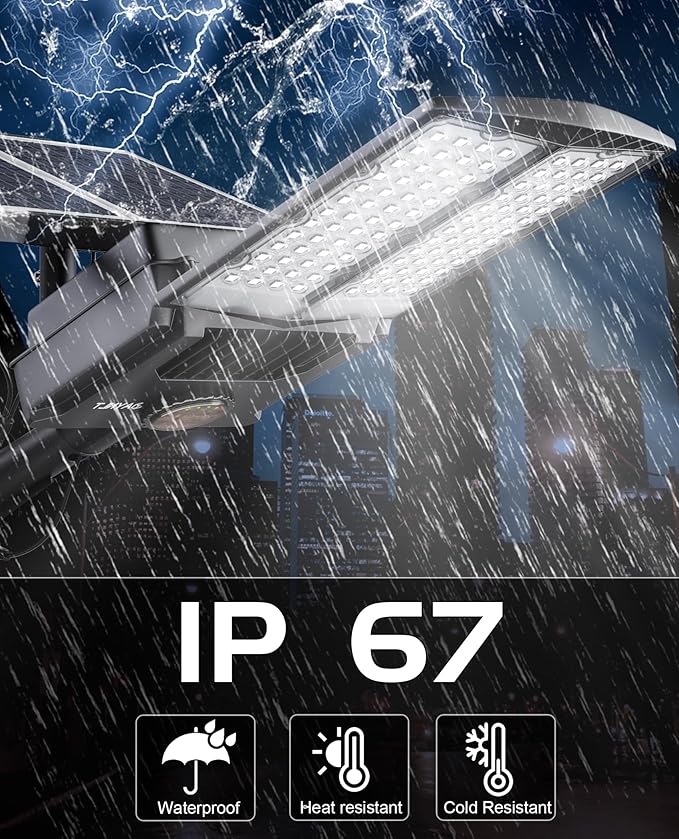 JAYNLT Y-10000W Solar Street Lights Outdoor,750000LM 6500K Bright Parking Lot Lights Commercial,Split Flood Lights Solar Powered,IP67 Waterproof Solar Security Lamps for Backyard,Driveway