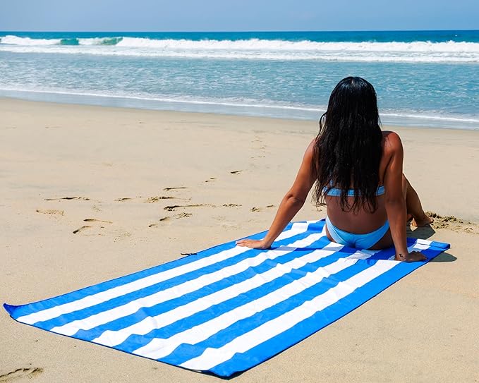 Quick Dry Towel Extra Large 78x35 Inch - Microfiber Beach Towel - Perfect for Beach, Travel, Swimming, Pool, Yoga, Hiking, Camping - Lightweight, Fast Drying, Compact for Adults (Cabana Blue)