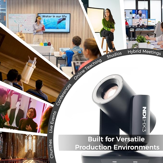 RGBlink NDI PTZ Camera with 20X Zoom, AI Auto-Tracking, HDMI SDI USB 3.0 Live Streaming Kit for Church, School Events, Online Classes & Sports – Includes Wall Mount & Remote | Supports NDI HX2 & HX3