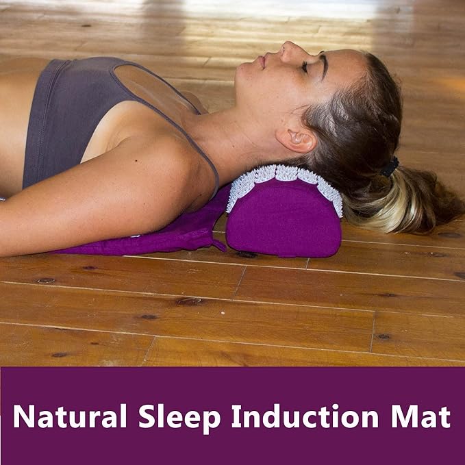 Acupressure Mat & Pillow Set - Acupressure Therapy for Back and Neck Pain Relief, Sciatica, and Pressure Point Aches, Ideal Acupuncture Mat for Sleeping Aid & Recovery (Purple)