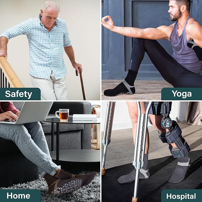 Muezna Men's Non-Slip Yoga Socks, Anti-Skid Pilates, Barre, Bikram Fitness Hospital Slipper Socks with Grips