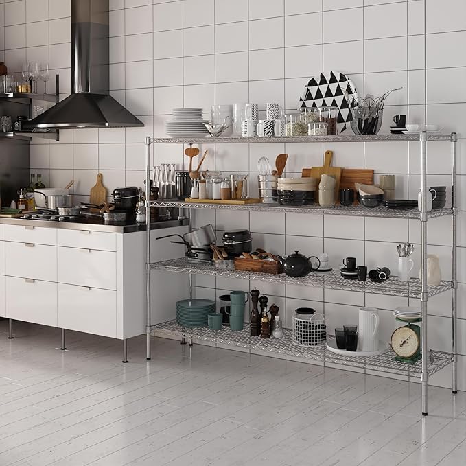 18" Deep x 72" Wide x 54" Height Wire Shelving Kit | 4-Tier | NSF Commercial Storage Rack Unit