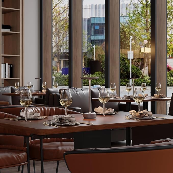 Rechargeable Cordless Table Lamp, Portable 5000mAh LED Touch Table Light, 3 Color Stepless Dimming Battery Powered Table Lamp for Outdoor/Restaurant/Patio.(Champagne Gold)