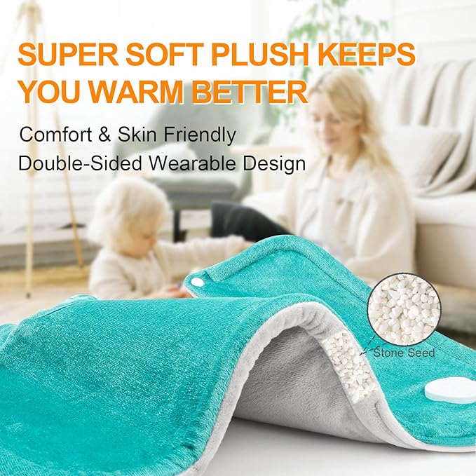 Heating Pad for Neck and Shoulders and Back, Christmas Birthday Gifts for Women Mom Wife Men Dad, Mothers Day Gifts, Weighted Neck and Shoulder Heating Pads, 6 Heat Settings 4 Auto-Off,17"x23" Blue