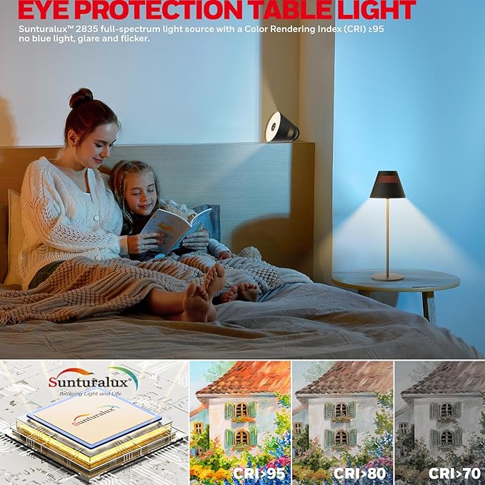 Honeywell 2Pack Cordless Table Lamp Rechargeable - M1 Sunturalux Portable LED Desk Lamp 5200mAh Battery Operated 4Color 9RGB Dimmable Bedside Lamps for Home Living Bedroom Restaurant Night Light