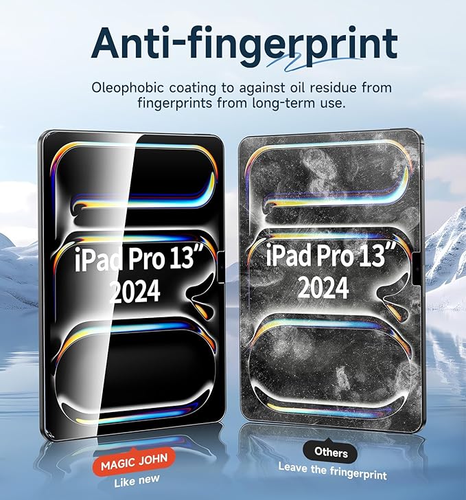 MAGIC JOHN for iPad Pro 13 inch Screen Protector M4[2024] Tempered Glass, Auto Dust-Elimination, Bubble Free, HD Clear, Easy Installation,Scratch Resistant