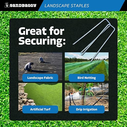 Sandbaggy 6 inch Landscape Sod Staples (8 Gauge Steel) | Great for Hard & Rocky Soil | 40% Thicker Than Standard 11 Gauge | Trusted by Farmers & Contractors Across USA (200 Staples)