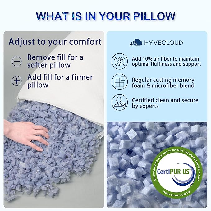 Cooling Memory Foam Pillows for Deep Sleep Bed Pillow & Washable Cover Cooling Pillow for Neck PainRelief Pillow for Shoulder & Back Crescent White-Cooling++ (Queen+Extra Fill) Pack of 2