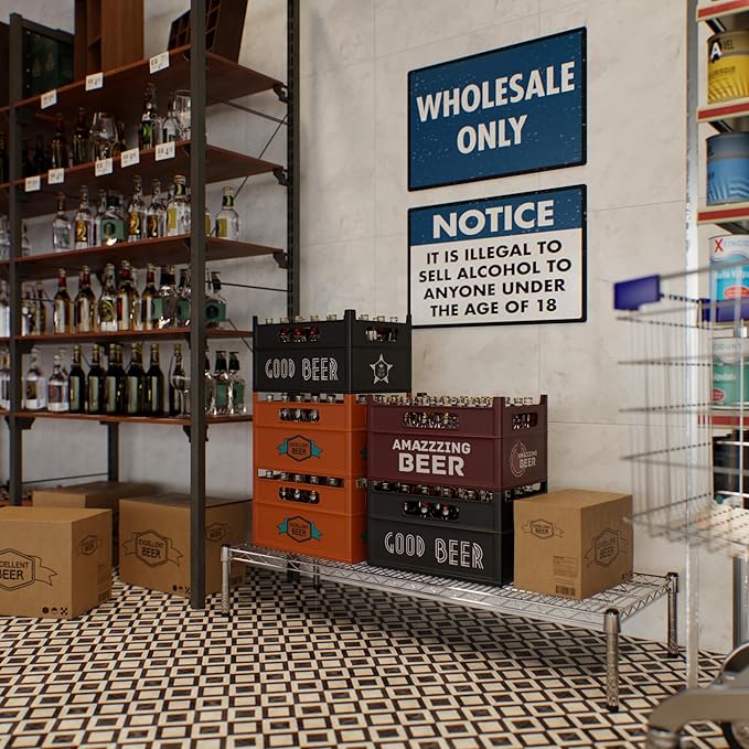 18" Deep x 48" Wide x 8" Height Wire Shelving Kit | 1-Tier | NSF Commercial Storage Rack Unit