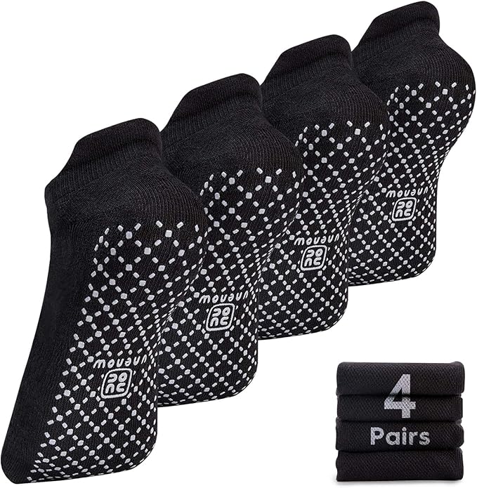 unenow Unisex Non Slip Grip Socks with Cushion for Yoga Pilates Barre Home & Hospital