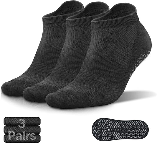 NEWZILL 3 Pairs Non Slip Yoga Socks With Grips for Women & Men, Unisex Anti Skid Socks for Pilates Barre Workouts Hospital