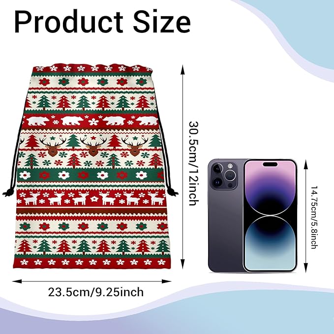 Holiday Deer Gymnastics Grip Bag Pine Tree Decor Adjustable Storage Pouch Bag for Holding