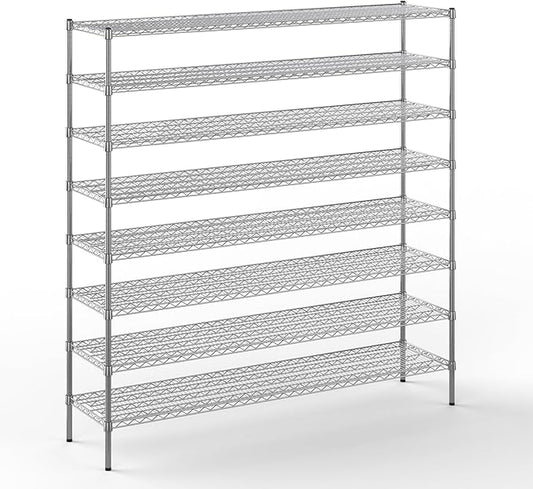 18" Deep x 72" Wide x 74" Height Wire Shelving Kit | 8-Tier | NSF Commercial Storage Rack Unit