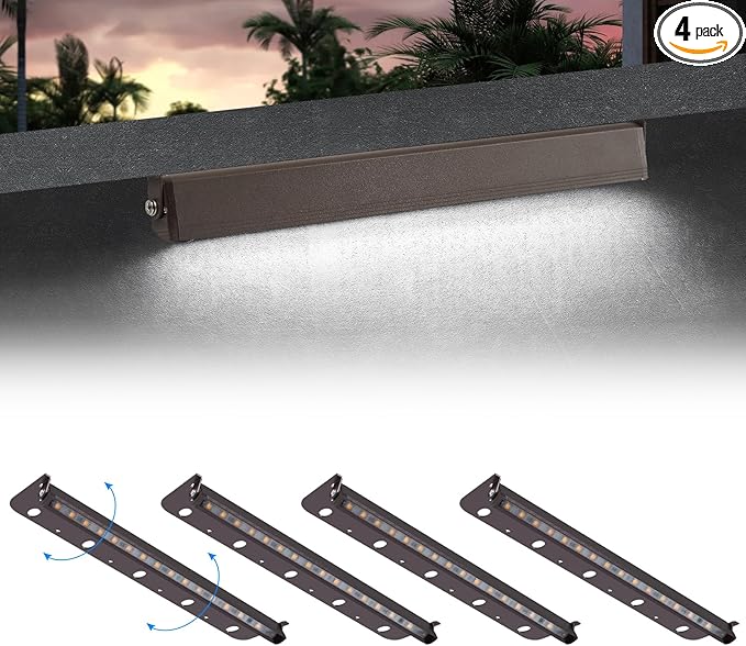 4-Packs 5W 12inch LED Hardscape Paver Lighting,12V AC/DC Low Voltage Retaining Wall Lights,LED Landscape Lighting,5000K Daylight White Outdoor Step Light,50,000 Hours Lifespan