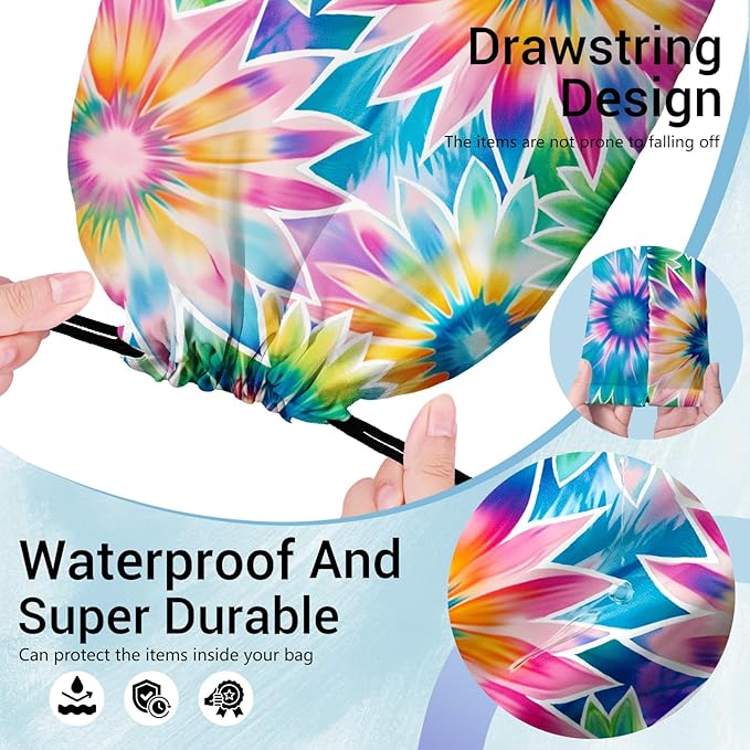 Tie Dye Flower Grip Bags Rainbow Adjustable Drawstring Gymnastics Grip Bag for Gymnasts