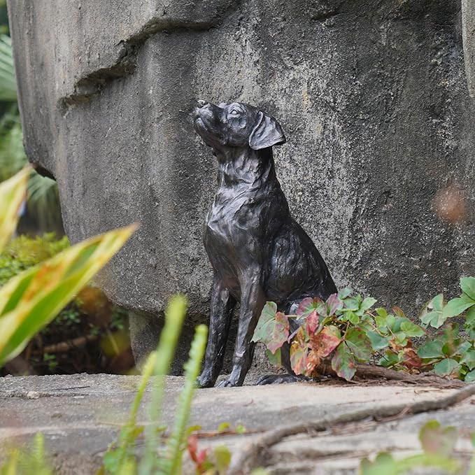Garden Statue Outdoor Decorations Dog-Figurine – 19inch Black Labrador décor Sculpture Sitting Statue Resin Sculpture for Patio Lawn Yard Porch Garden 12.25L*8.25W*19H