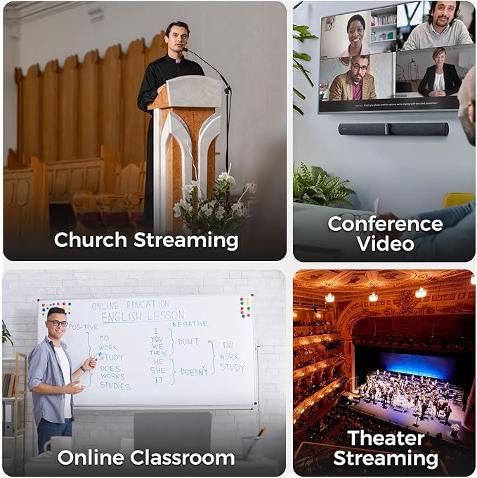 RGBlink 4K PTZ Camera HDMI, AI Auto-Tracking, 10X Optical Zoom, USB3.0 LAN HDMI PTZ Camera for Church Worship Education Conference Events, RGB10X-UUAI-BK（Real 4K Output