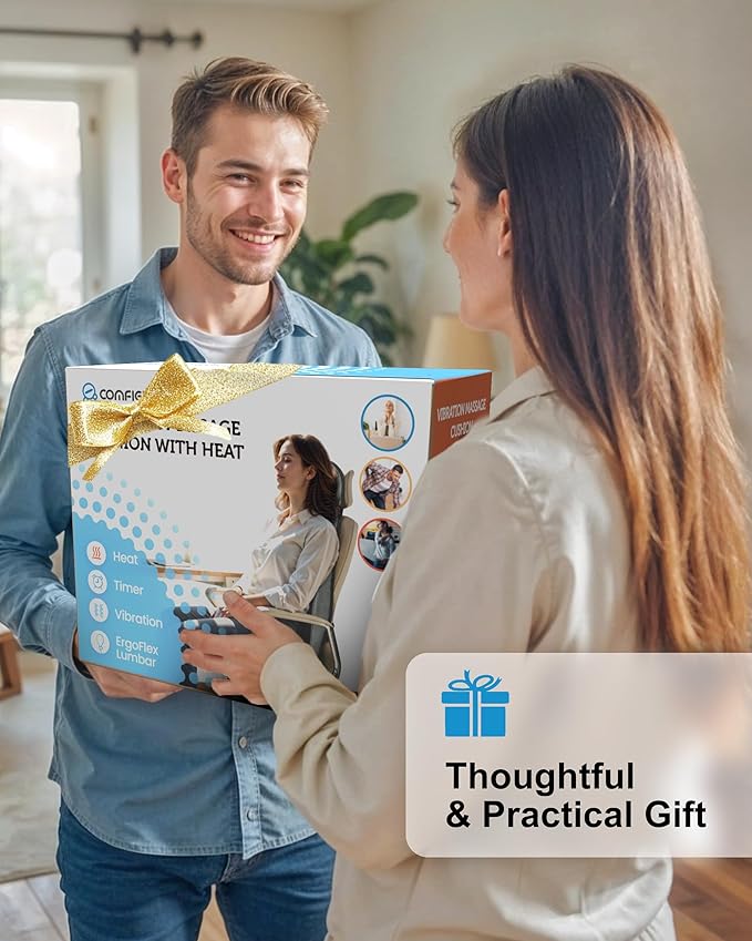 COMFIER Back Massager with Heat,Massage Chair Pad,Massage Seat Cushion with Adjustable Lumbar Support,Back Massage for Pain Relief,Chair Massager for Recliner,Office,Gifts for Dad,Mom