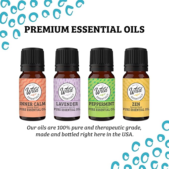 Wild Essentials Tree of Life Essential Oil Leather Wrap Bracelet Diffuser Kit, Gift Set, Lavender, Lemongrass, Peppermint, Orange Oils, 12 Pads, Customizable Color Changing Perfume Jewelry, Brown