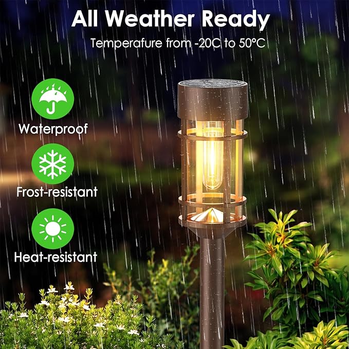 8 Pack Solar Outdoor Lights, Bright Up to 10 Hrs Solar Lights Outdoor Waterproof Garden Decor for Patio Lawn Yard and Landscape
