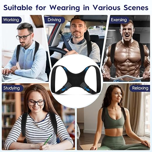 Back Brace Posture Corrector for Men Women - Bionic System Newly Adjustable Upper Back Support Shoulder Posture Brace, Back Straightener Neck Pain Relief 004-P