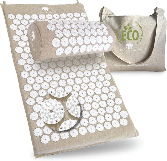 Bed of Nails Original Premium ECO Gift Set, Acupressure Mat and Pillow with 10,962 Pressure Points, Relieves Neck/Back Pain, Relaxes, Increases Energy, Includes Bag