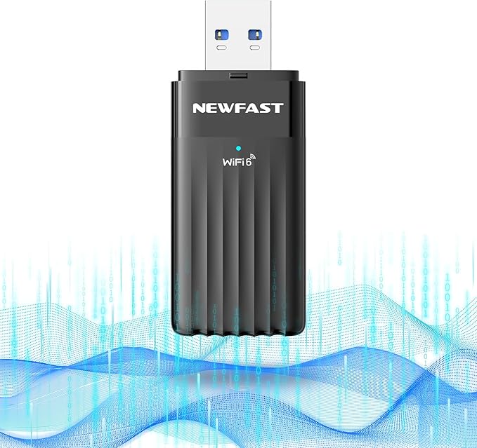 NEWFAST WiFi 6 Adapter for Desktop PC NF-U351, AX3000 USB 3.0 WiFi Adapter for PC, Dual Band Wireless Network Adapter, MU-MIMO, OFDMA, WPA3, Supports Windows 11/10,Portable Design
