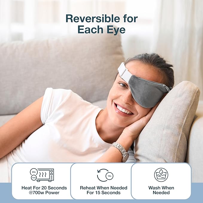 MyHalos® Heated Eye Compress & Stye Eye Treatment for Dry Eyes - Washable Warm Stye Compress -Reversible Moist Heat Eye Mask for Blepharitis & MGD - Eye Stye Heat Compress - Stye Treatment Patch