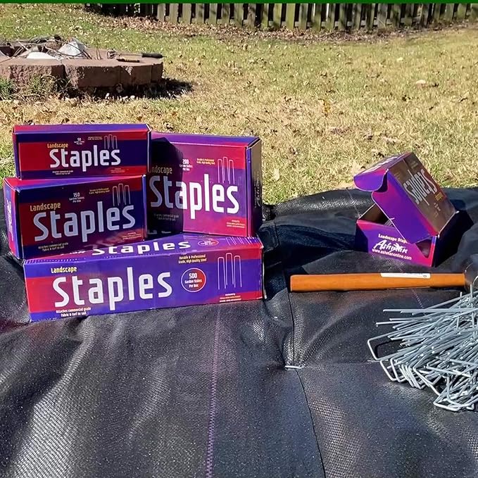 Ashman Galvanized Garden Stakes Landscape Staples and Fence Stake (50 Garden Staples - Heavy Duty & Anti Rust Galvanized)