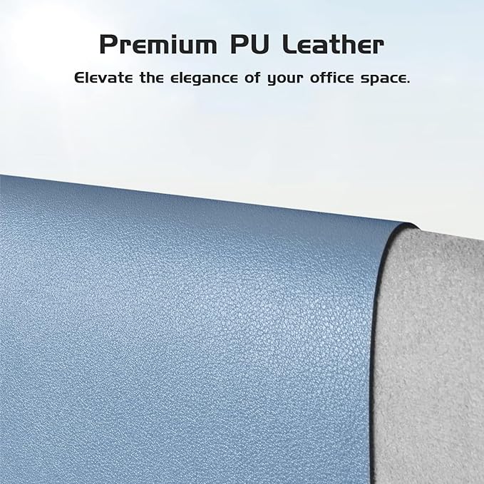 Aothia Leather Desk Pad Protector - Large Mouse Pad, Office Mat, Non-Slip PU Leather Blotter, Laptop Desk Pad, Waterproof Writing Pad for Office and Home (Denim Blue, 38" x 13.7")