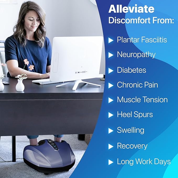 MIKO Foot Massager Machine with Deep-Kneading, Compression, Shiatsu, and Heat for Plantar Fasciitis, Neuropathy - Fits up to Men Size 12