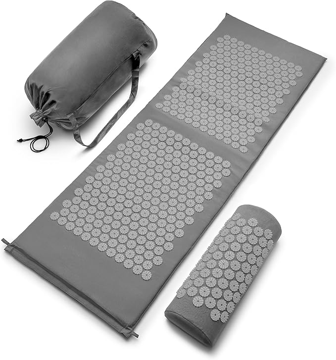 Sivan Health and Fitness Acupressure Mat and Pillow Set - Grounding Mat for Stress, Back & Neck Pain - Acupuncture Point Massage Mat for Muscle Relaxation, Sciatica, & Meditation - Includes Carry Bag