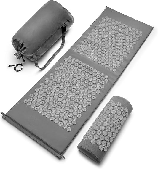Sivan Health and Fitness Acupressure Mat and Pillow Set - Grounding Mat for Stress, Back & Neck Pain - Acupuncture Point Massage Mat for Muscle Relaxation, Sciatica, & Meditation - Includes Carry Bag