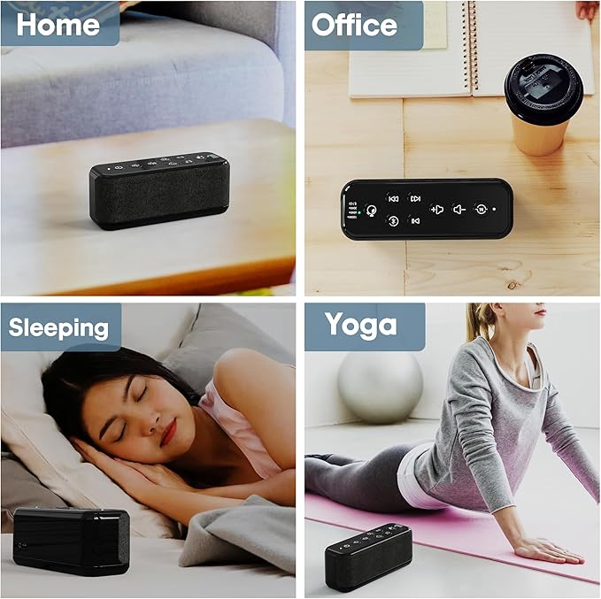 Sound Machine with Bluetooth,Wireless Rechargeable White Noise Machine,40H Long Runtime,Stereo Speakers,30/60/120m Timer,Memory Function,Portable Noise Machine for Sleeping/Office Privacy/Travel/Relax