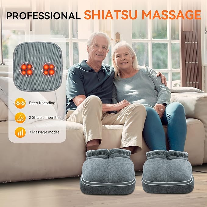 Snailax Shiatsu Foot Massager Machine with Heat, Electric Feet Massage for Deep Kneading Therapy, Plantar Fasciitis Relief and Circulation,Relax for Home or Office Use, Foot Warmers for Women,Men