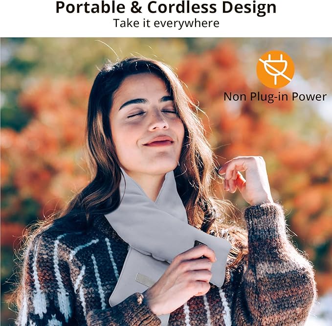 AKASO Heated Neck Wrap with 5000mAh Power Bank - Electric Heating Pad for Neck Pain Relief and Stiffness